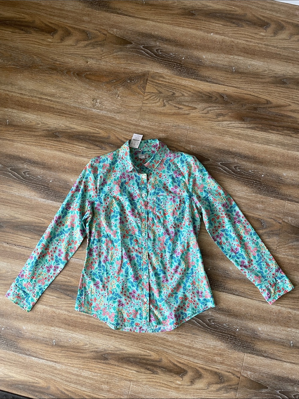 J Crew Factory Floral Button Front Blouse Top NWT